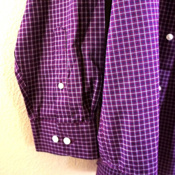 Roundtree & Yorke Purple Check Button Down Shirt - Picture 7 of 9